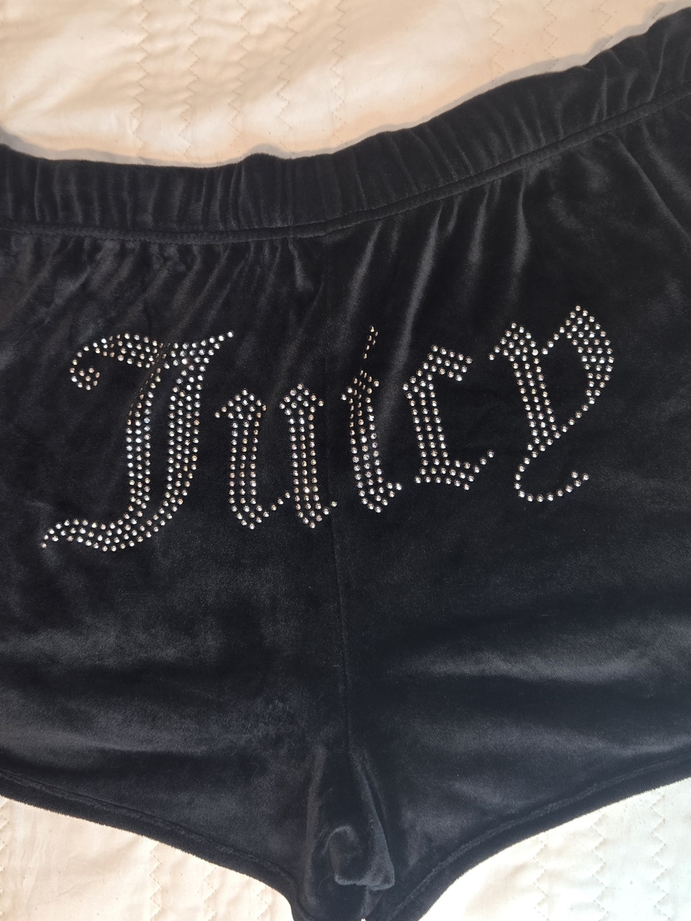 Juicy Couture Sleepwear  Black Velour Juiced Rhinestone Shorts